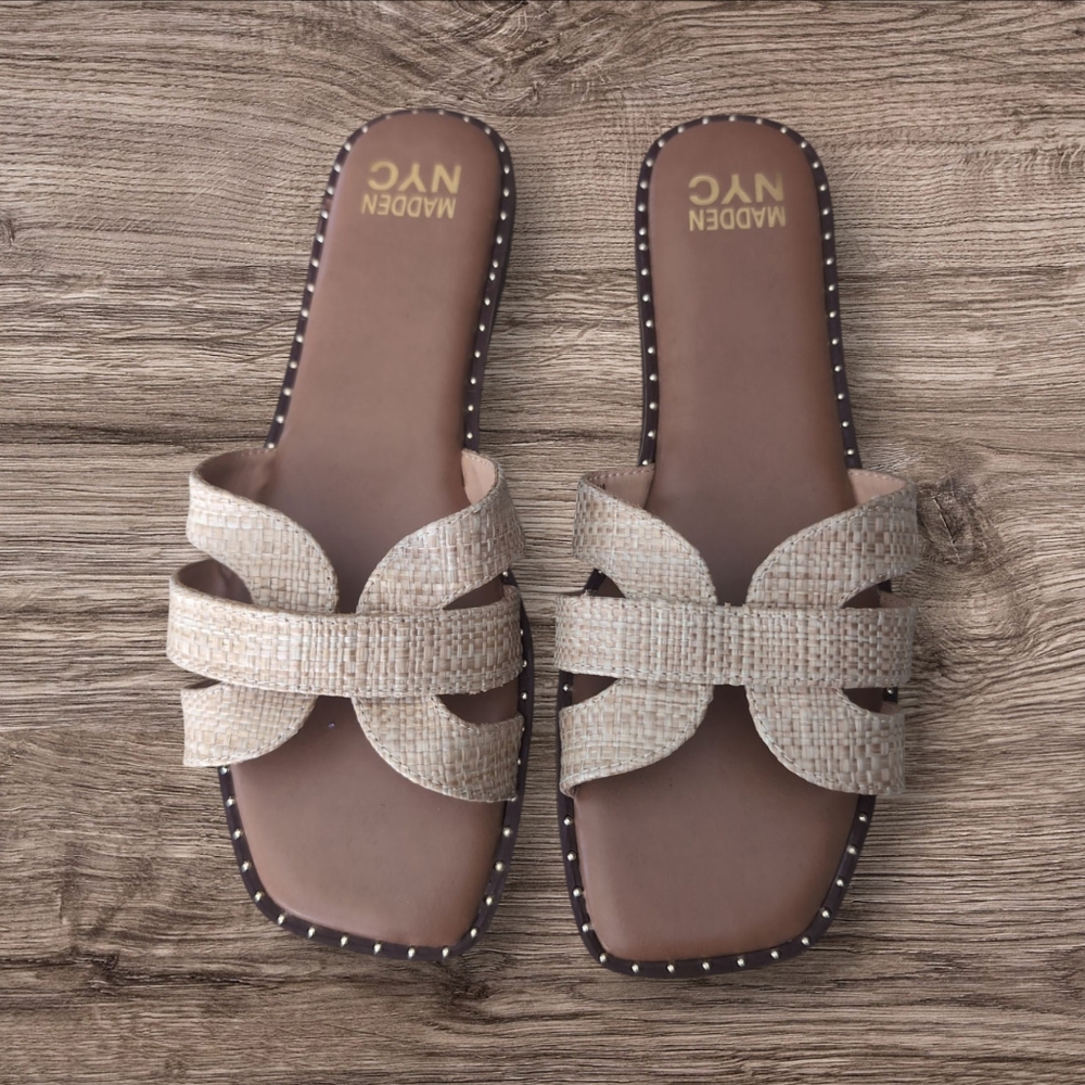 MADDEN NYC Sandals Flats Slide Studded SZ‎ 9 NEW WITHOUT TAGS